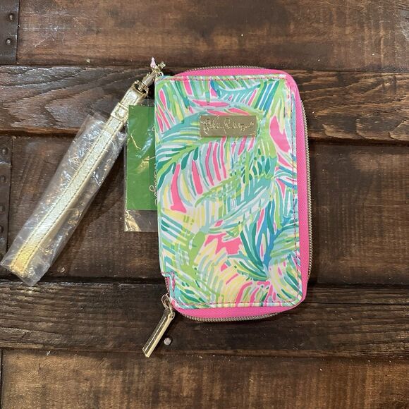 NEW Lilly Pulitzer Tiki Palm Tropical storm wallet Wristlet iPhone 6 Zip Around - Picture 1 of 7